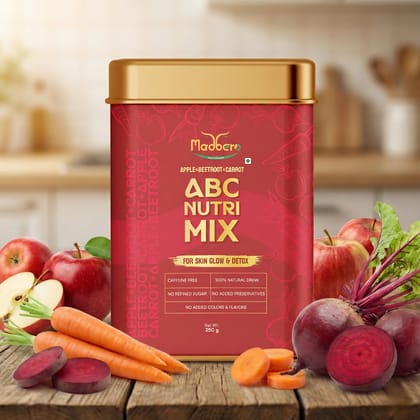 Madbero ABC Latte Mix Malt Powder | Apple, Beetroot, Carrot | No Preservatives | No Refined Sugar | Ready-to-Mix | Cold Milk Flavouring Powder - 250gms Ready-to-Mix