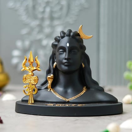 Lord Shiva Bust Idol with Golden Trishul
