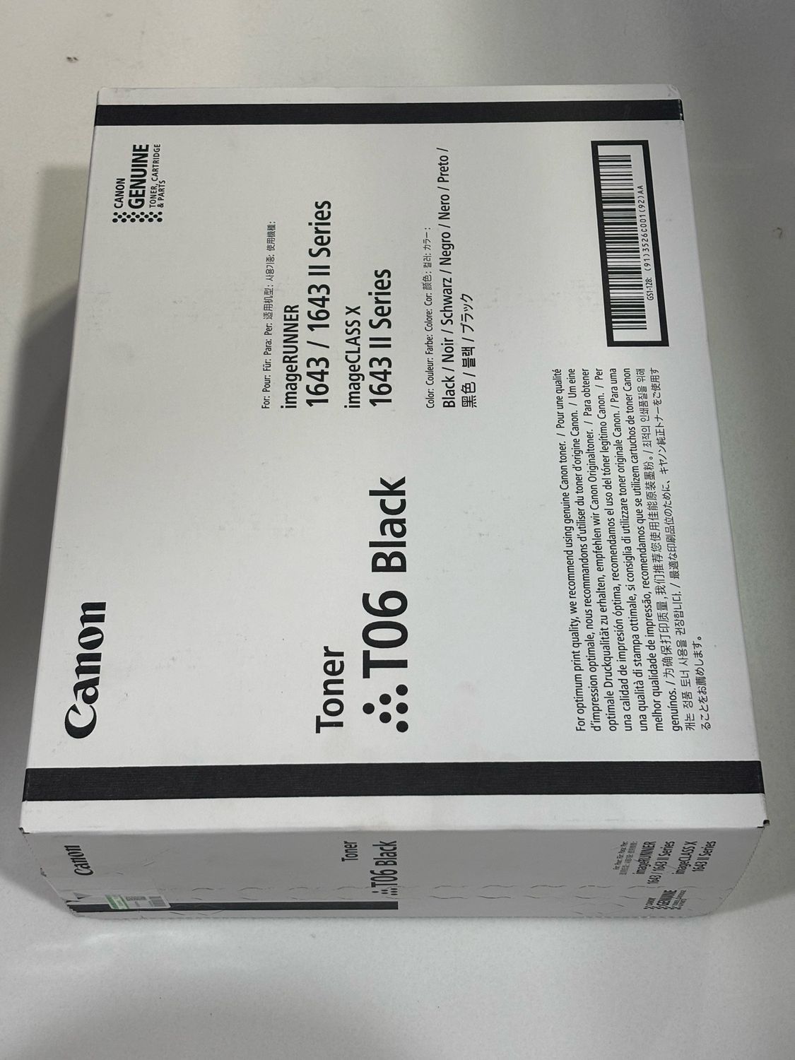 Canon T06 Black Original Toner Cartridge for imageRUNNER IR1643, IR1643i, IR1643iF, IR1643P
