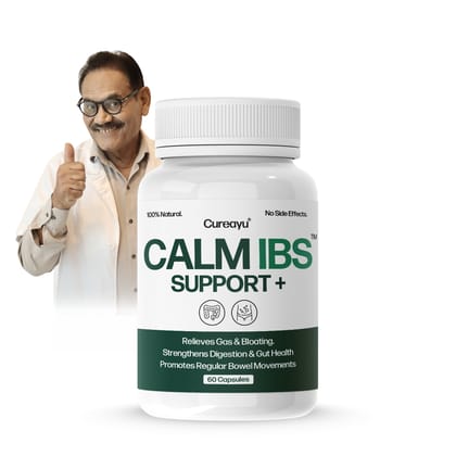 Cureayu Calm IBS Support Capsules | For Digestive & Gut Health | Supports Regular Bowel Movements, Relieves Gas & Bloating