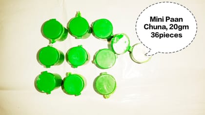 Mini Paan Chuna, Slaked Lime Paste Mini Pack, Edible Lime for Paan Small Pack, Calcium Hydroxide Paste Mini, Kattha Chuna Mix Small Container 20gm 36pieces 