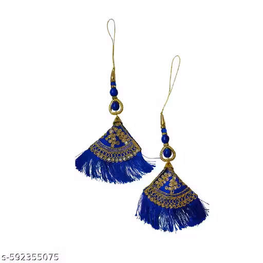 Bloom Tassels Royal Blue Cushion Latkan Handmade lehanga Latkan Wedding Heavy and Ethnic Broche Hanging Tassels, LATKAN SUIT, Ladies Blouse, Lehanga Saree Traditional Paranda Latkan