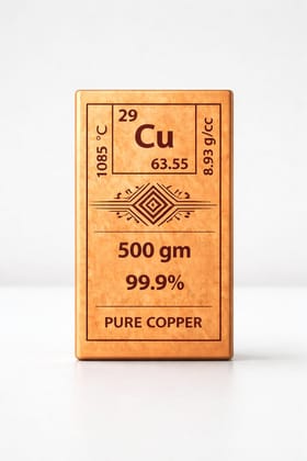 500gm Pure Copper Ingot - 99.9% Cu Element Bar