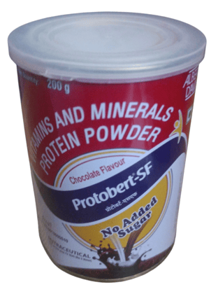 Protobert-SF Protein Powder Chocolate Flavour | No Added Sugar | Vitamins & Minerals Supplement 200g