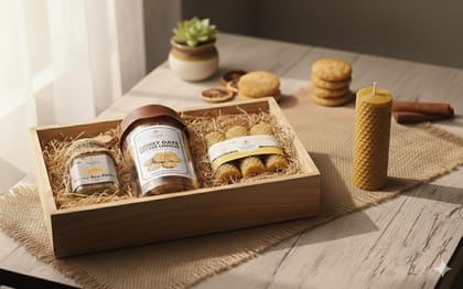 Nectar Pure Natural Gift Set: Honey Bee Pollen, Handmade Cookies & Beeswax Candles From Aryahi
