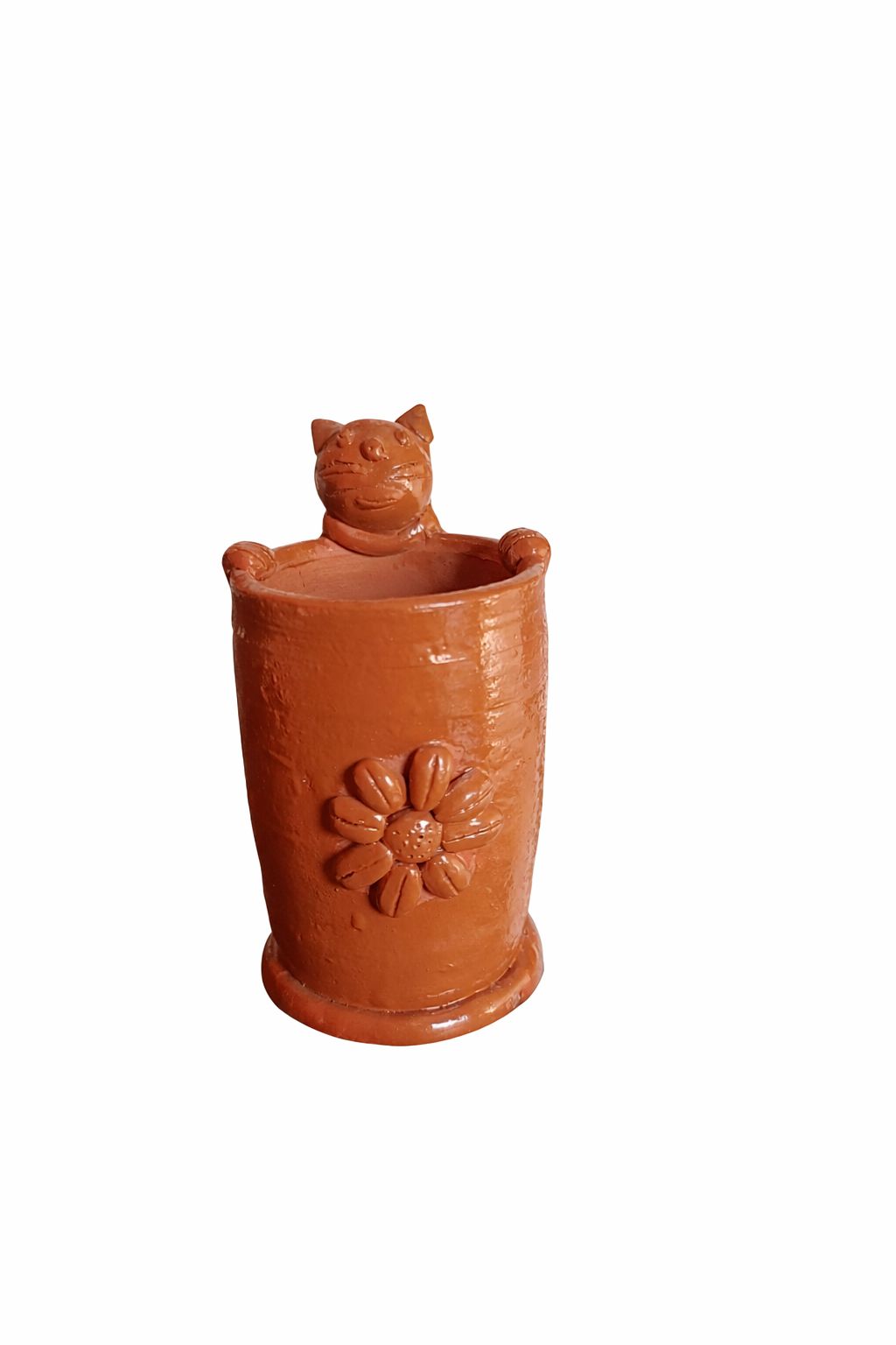 Terracotta Cat Pen Holder