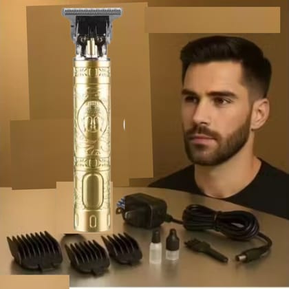 Vintage T9 Professional Hair Trimmer for Men – Cordless Rechargeable abs plastic Body Beard & Hair Cutting Machine (Gold)
