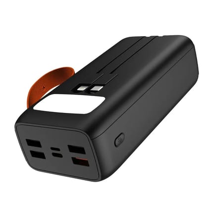 Lapcare Tanker 30000Mah Powerbank,Metallic Body|4X USB & 22.5W QC PD3.0 Type-C Micro USB Input Fast Charging with Dual Attached Cable for iPhone & Android Devices|Multi Layer Protection|Made in India