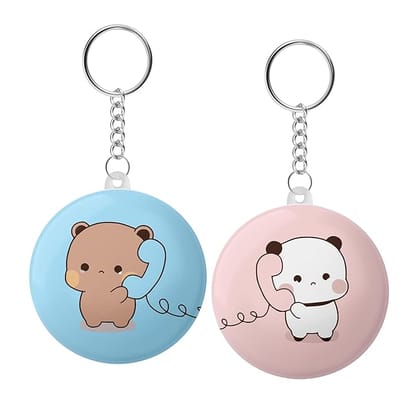 Babu Dudu Long Distance Relationship Couple Keychains – Cute Panda & Bear Talking on Phone | “Miss You” Kawaii Matching Keyring Set for Boyfriend, Girlfriend, Best Friends (Set of 2)