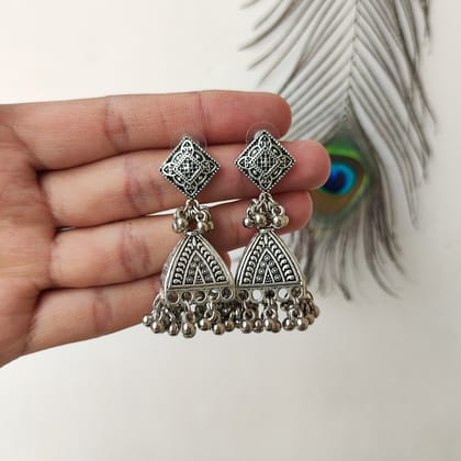 Unique Silver Oxidised Jhumka Earrings For Women Ethnic, Casual, Temple & Daily Wear Jewellery Earrings Under 300