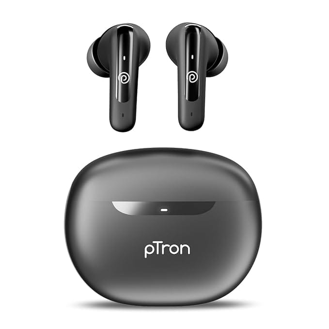 pTron Bassbuds Astra in-Ear TWS Earbuds w/Stereo Sound, 34Hrs Playtime, Stereo Calls, Custom EQ, Mobile App, BTv5.3 Headphones