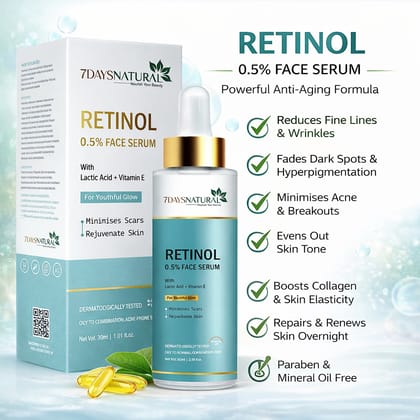 Advanced Retinol Anti-Aging Face Serum (Pack of 1) – Skin Renewing & Resurfacing Formula for Wrinkles, Fine Lines & Acne Scars | Youthful Radiance & Firming Treatment for Men & Women