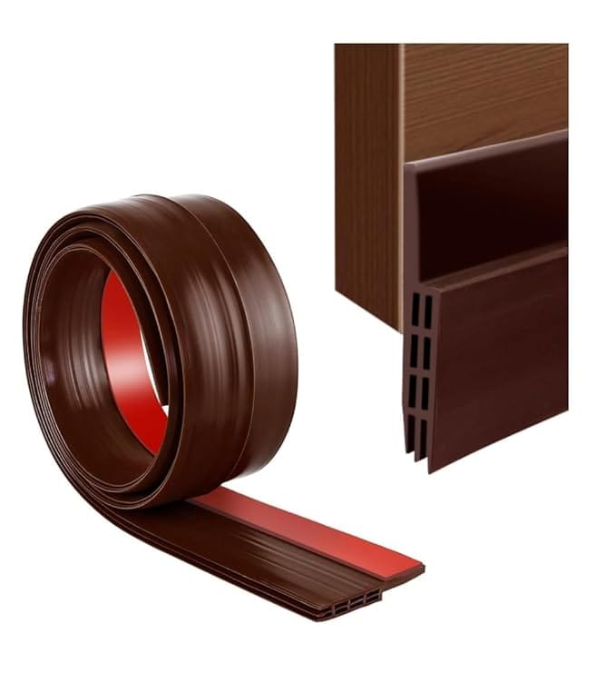 Self-Adhesive Door Bottom Sealing Strip 1M (Brown) – Under Door Gap Filler, Waterproof Rubber Draft Stopper, Dust, Insect & Noise Blocker for Home Doors