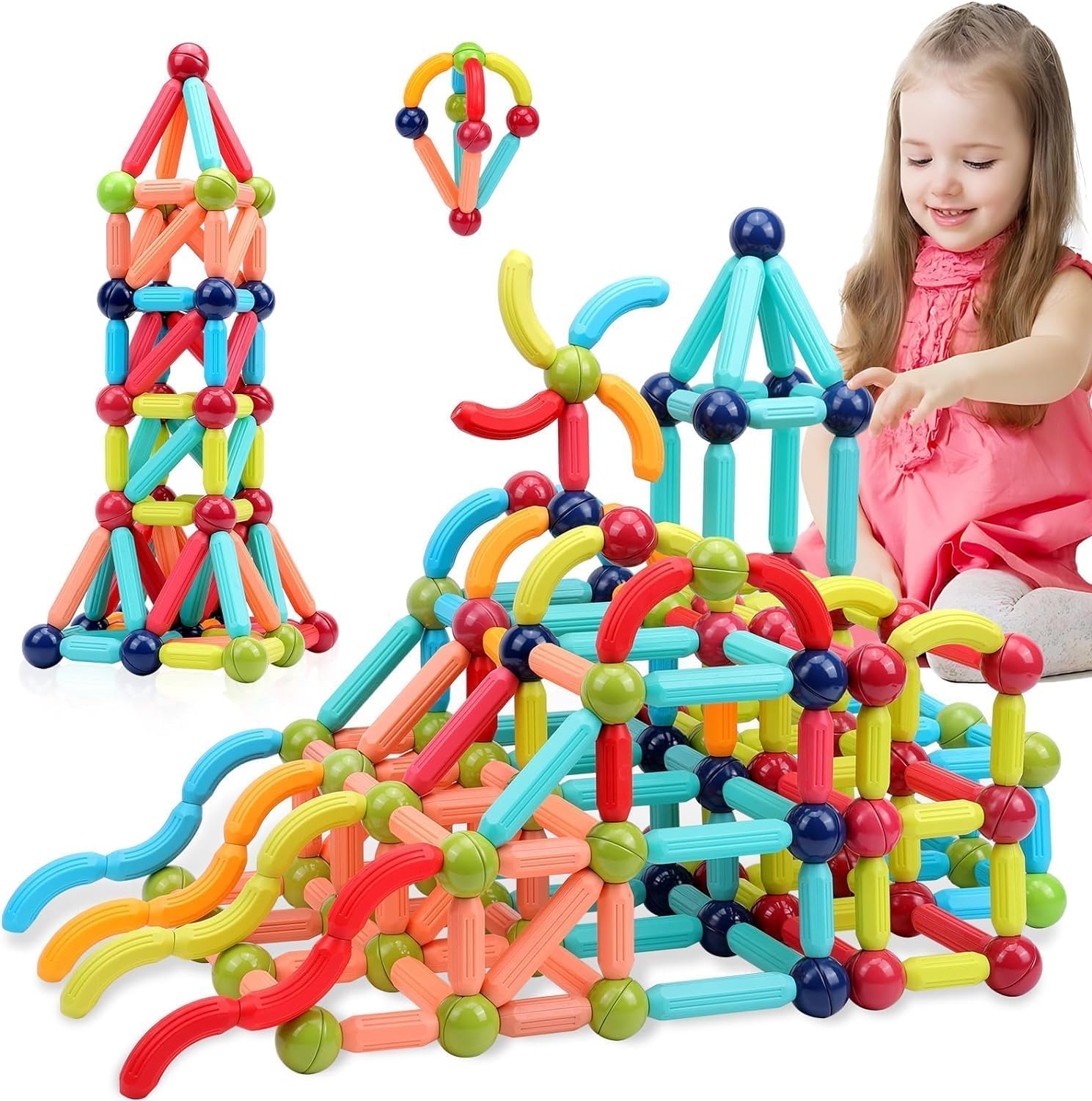 TOYTASTIC Magnetic Sticks Blocks Kids Toys, Learning Sticks and Balls, Activities Toys for Toddlers, Educational Toy