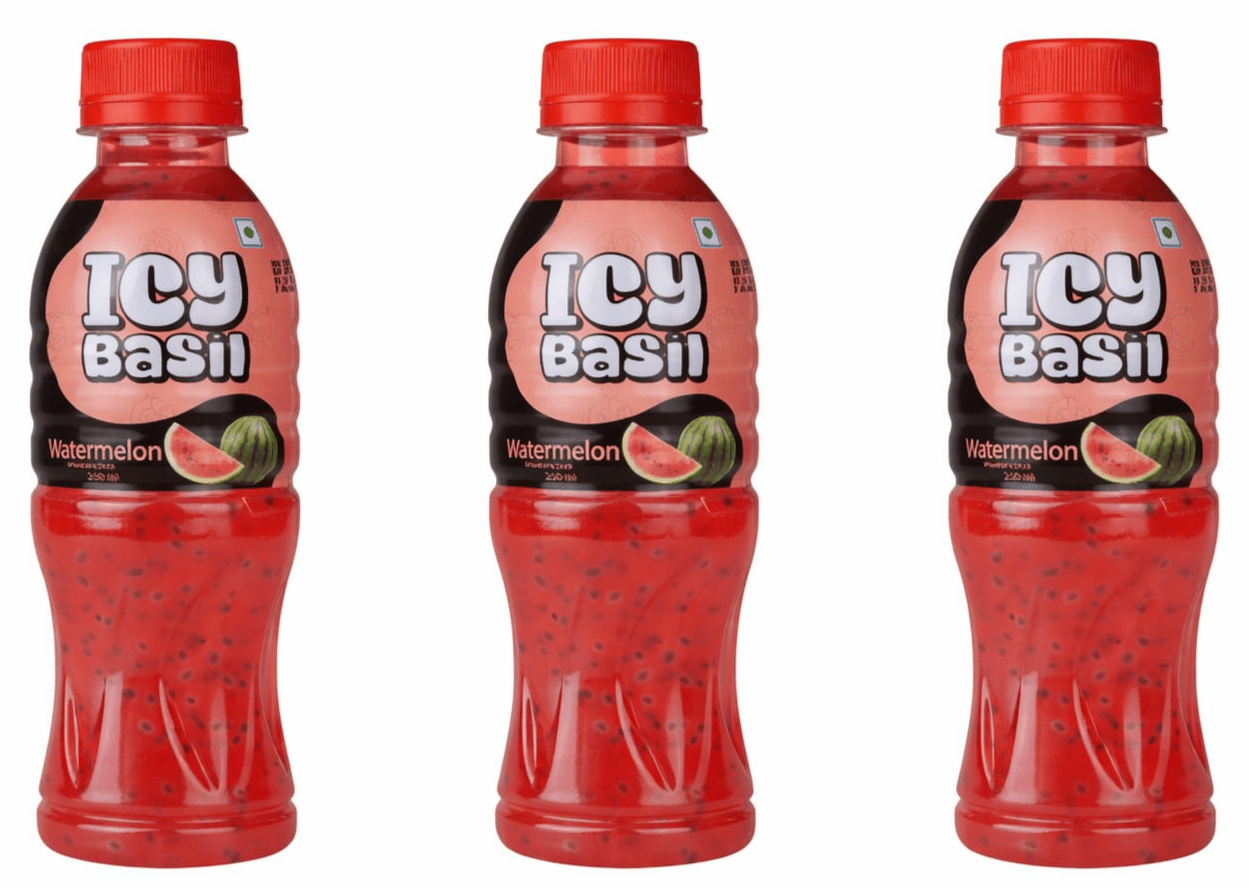 ICY Basil Watermelon Drink with Basil Seeds, 250ml - (Pack of 3)