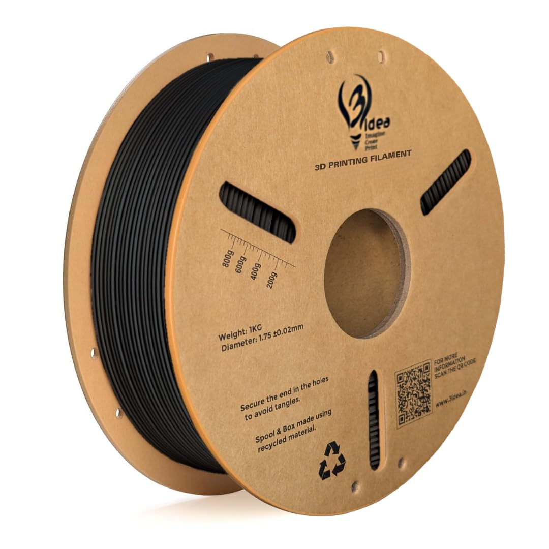 3Idea Hyper ABS+ HS 3D Printer Filament 1.75mm, Black, Net Weight - 1KG – High Toughness ABS+,High Speed Printing, High Strength, Low Warping, ±0.02mm Precision