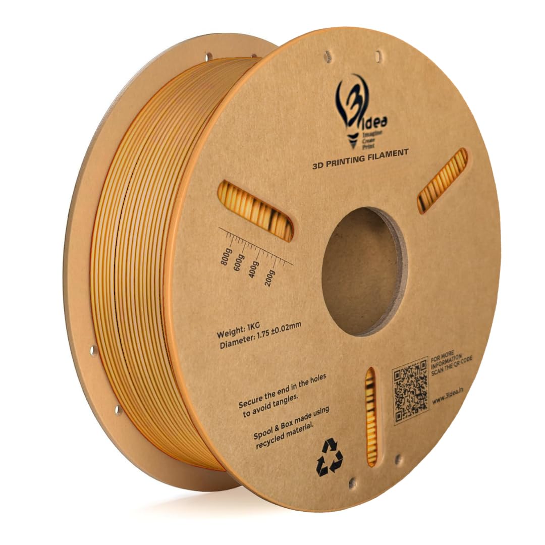 3idea Hyper ABS+ HS High-Speed 3D Printer Filament, 1.75mm Gold, Net Weight - 1KG Spool – High Toughness, Strong Layer Adhesion, Low Warping, Pro Grade Print Quality, ±0.02mm Precision