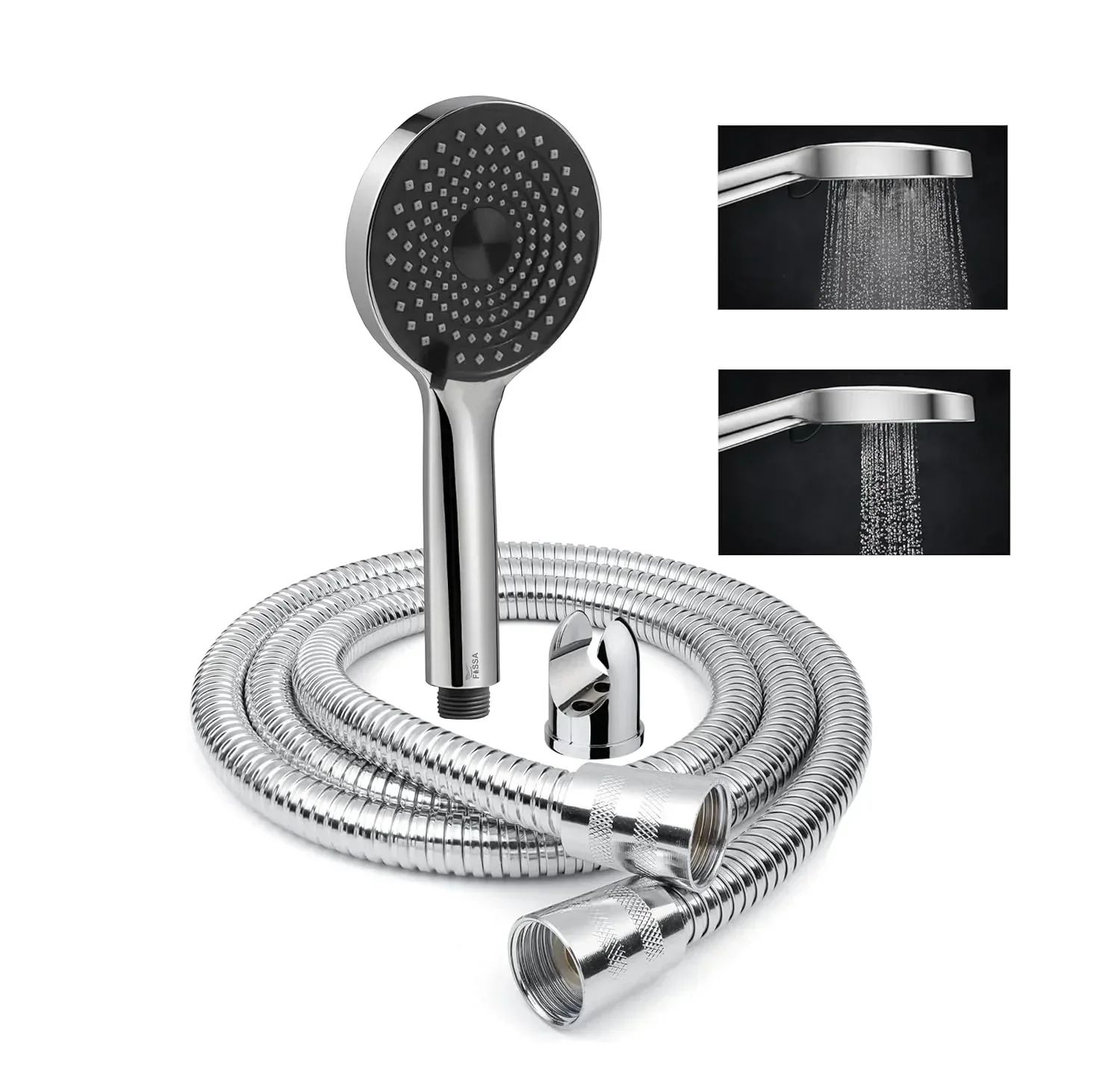 Alpha 2 Sprey Modes Chrome Finish Hand Shower With 1.5 Meter 304- Grade Stainless Steel Hose&nbsp;Pipe&nbsp;&&nbsp;Hook
