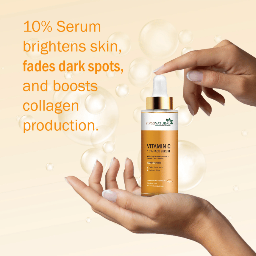 Dermatologically Tested 10% Vitamin C Face Serum for Men & Women (Pack of 1) – Glow Boosting & Skin Brightening Formula with Hyaluronic Acid for All Skin Types
