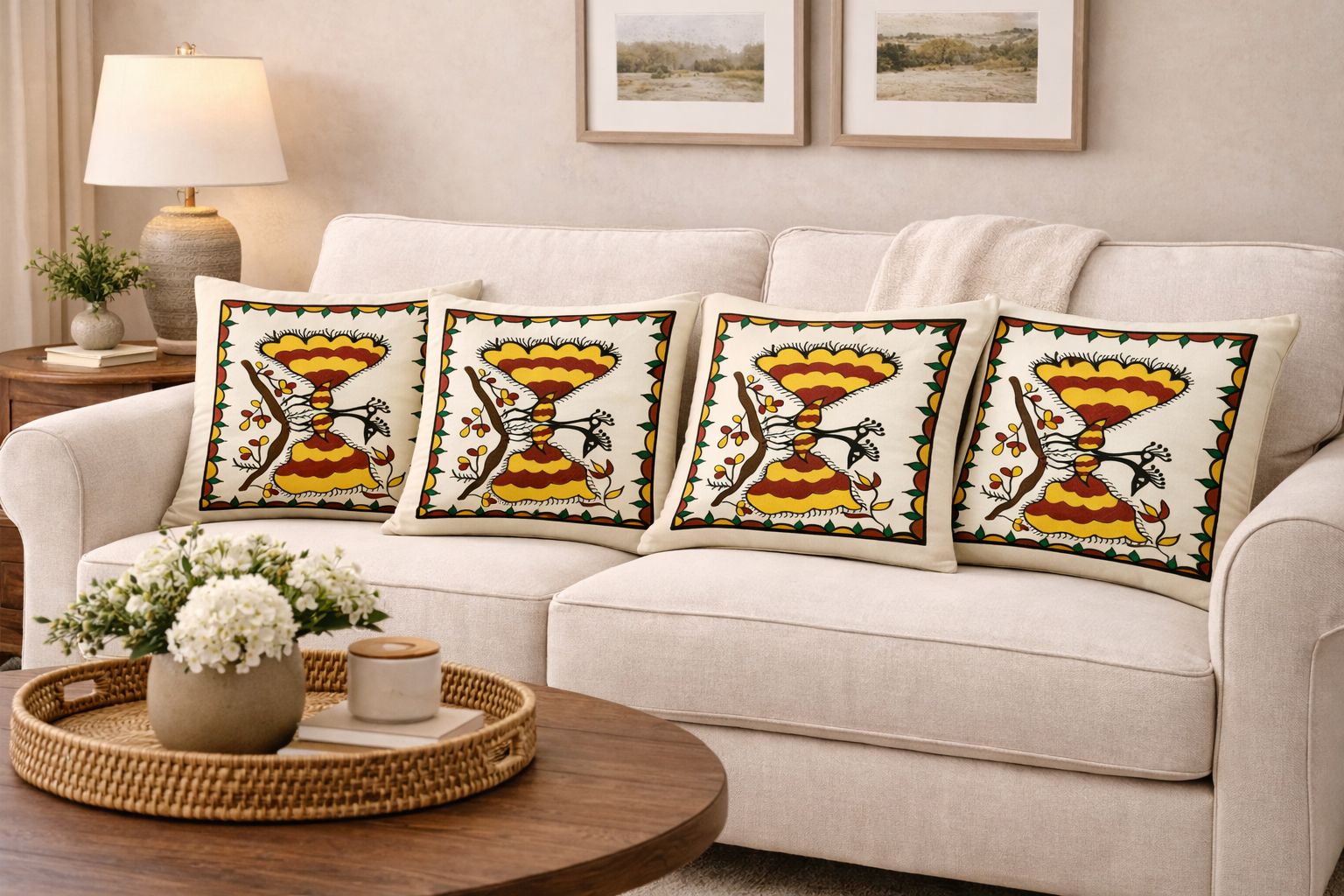 Kalamkari Printed Cotton Cushion Covers