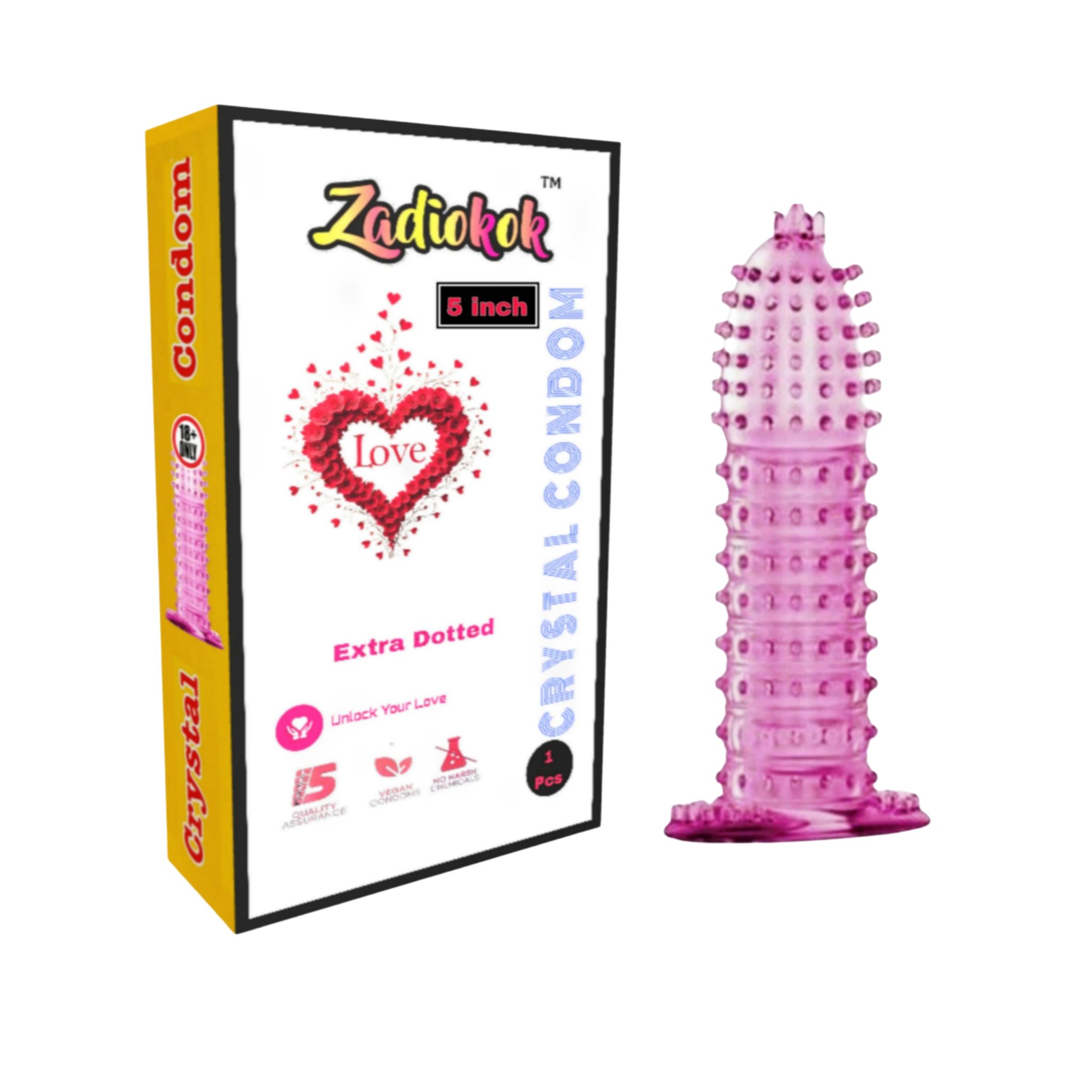 Zadiokok Crystal Condom Reusable with Extra Dots for Intense Pleasure 1 Piece Set