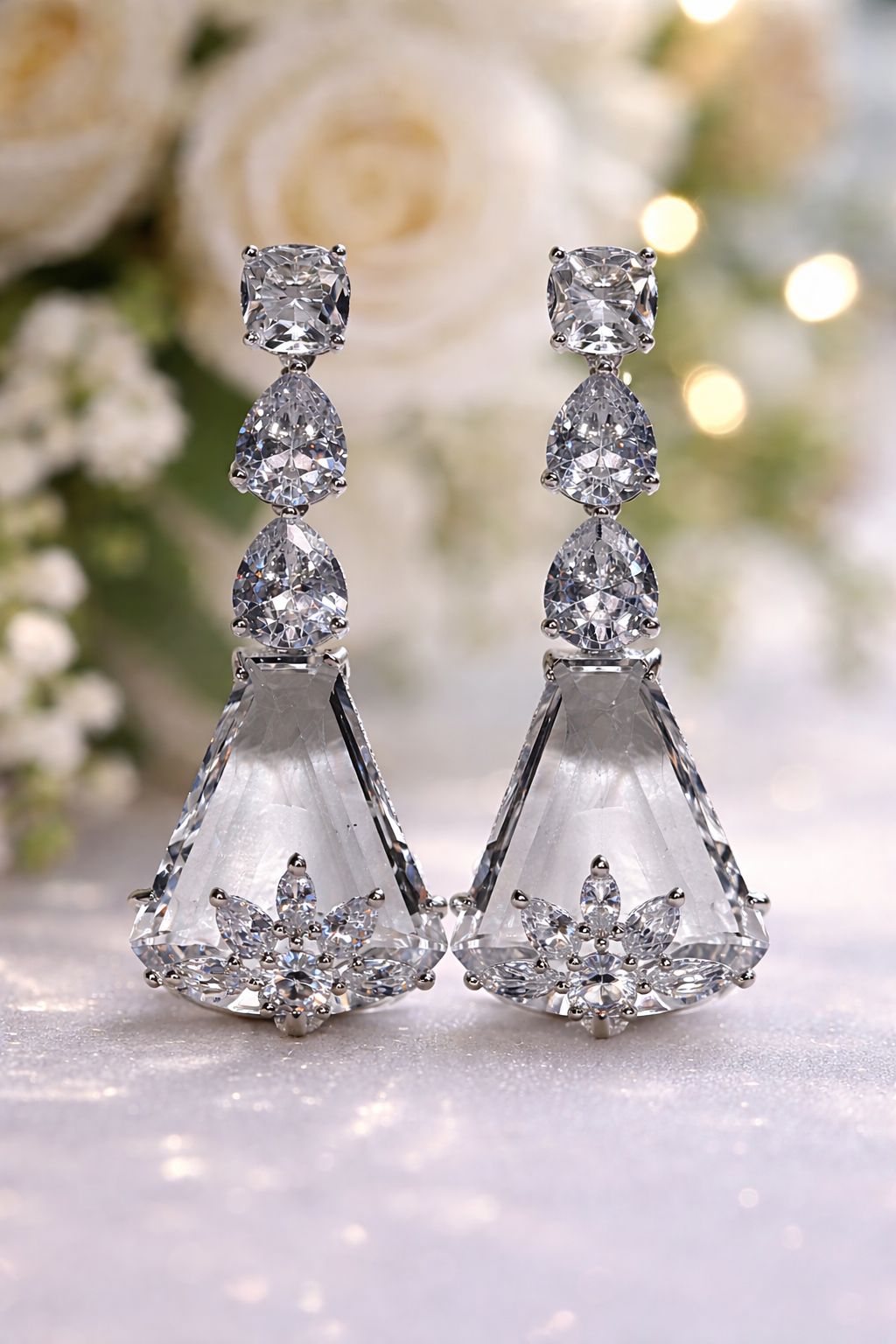 ✨Sliver Plated White Stone Geomatric Earrings ✨