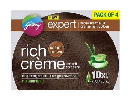 Godrej Expert Rich Creame Hair Colour Natural Brown hair pack of 4