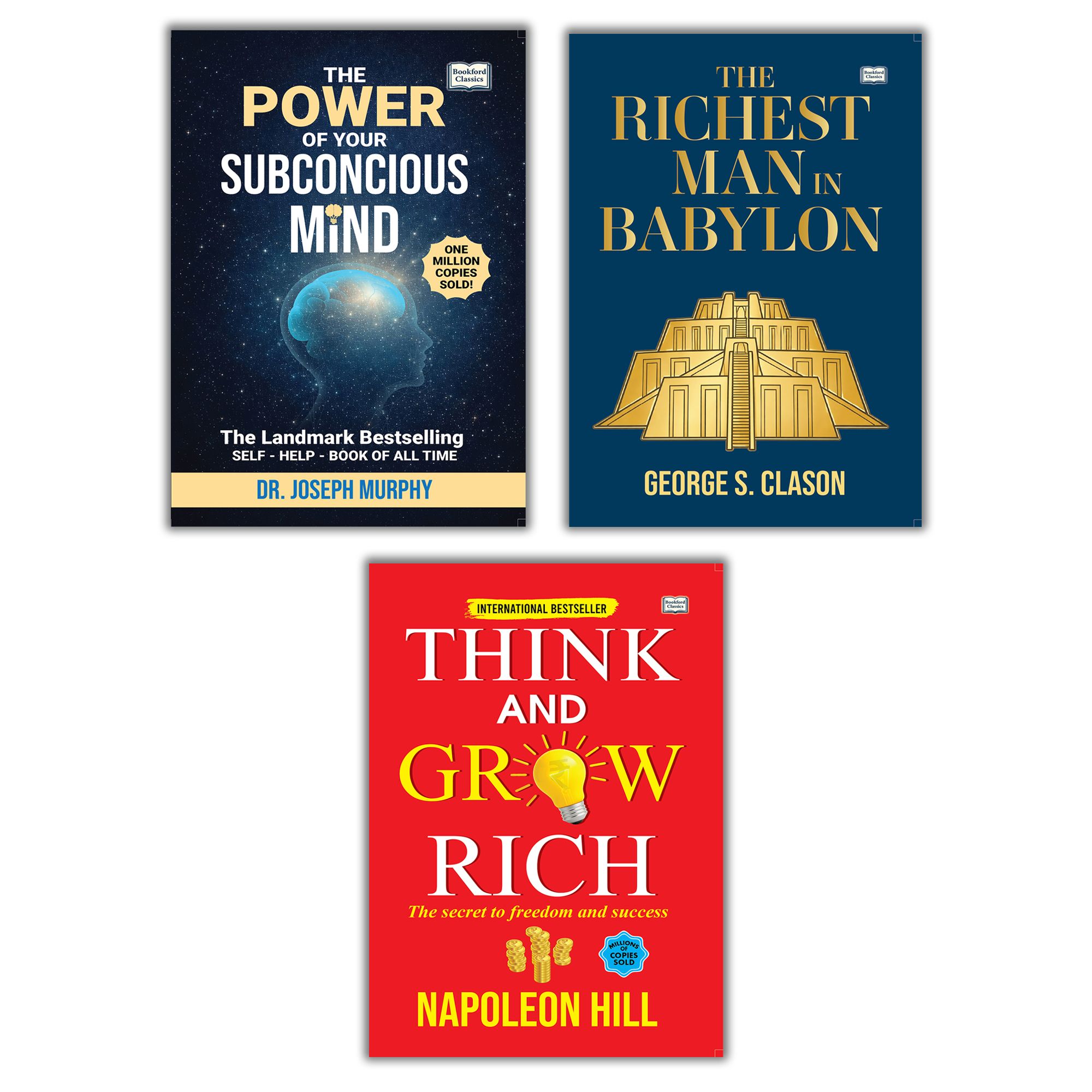 The Richest Man in Babylon + Think and Grow Rich + The Power of Your Subconscious Mind (Set of 3) | Best Motivational & Financial Books | Original English Edition