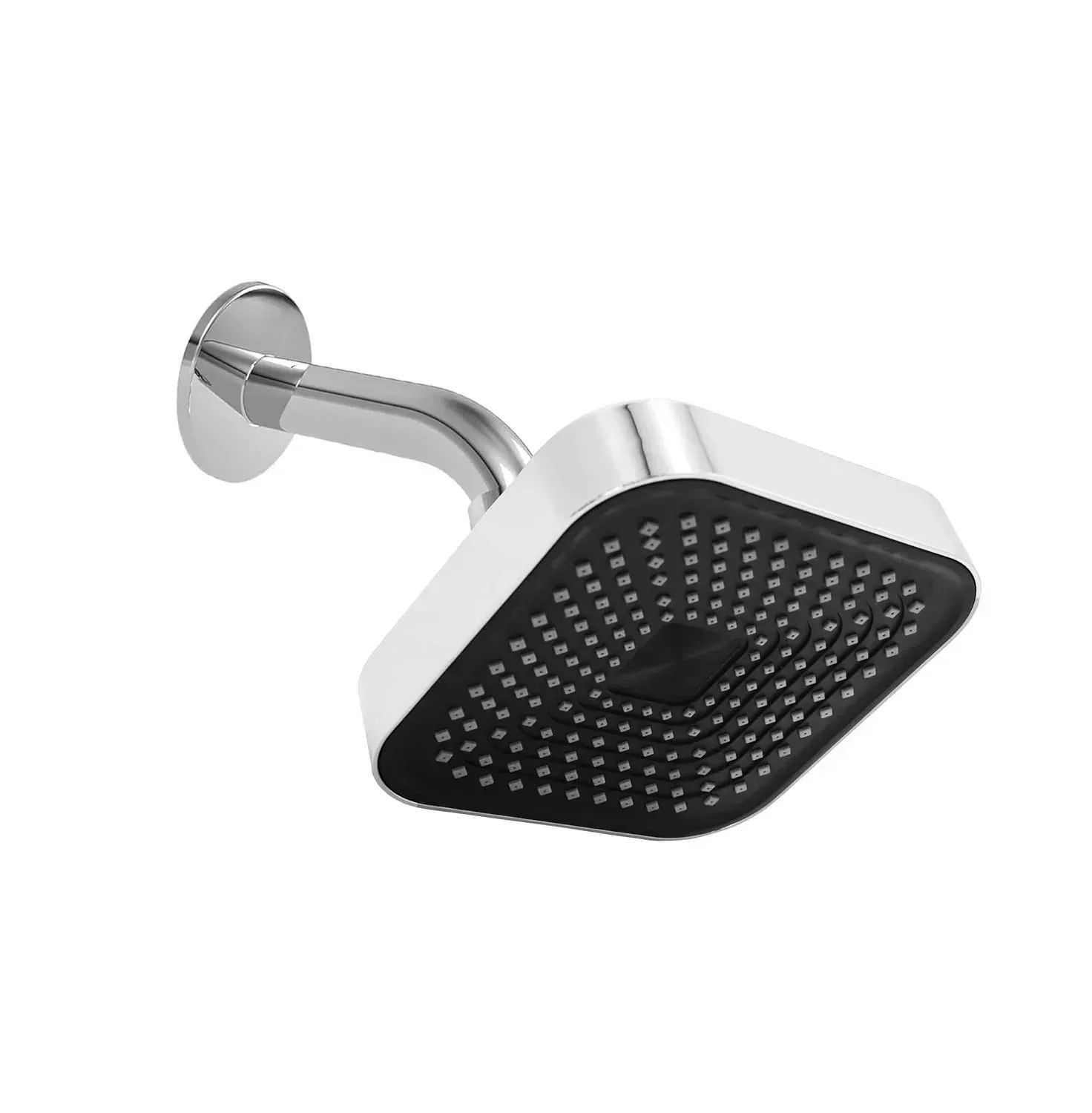 Alpha Wave (4x4 Inches) ABS Chrome Black Finish Overhead Shower With Arm (9 Inch)