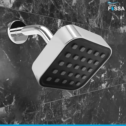 Elite (4x4 Inches) ABS Chrome Black Finish Overhead Shower With Arm (9 Inch)