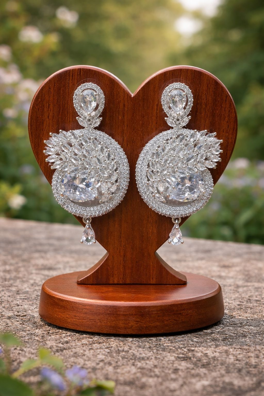 ✨ Clear White American Diamond Statement Drop Earrings ✨
