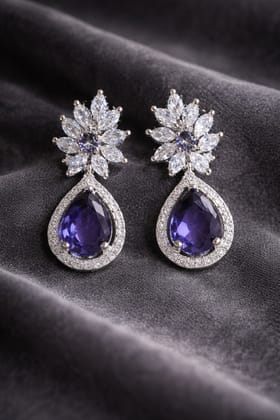 ✨ Royal Purple American Diamond Drop Earrings – Luxury Party Wear Statement Jewellery ✨