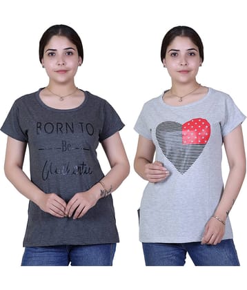 Varenyam Women Cotton Regular Fit Round Neck T-Shirt ( Grey )