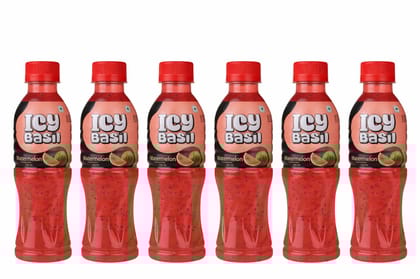 ICY Basil Watermelon Drink with Basil Seeds, 250ml - Exotic & Refreshing -Pack of 6