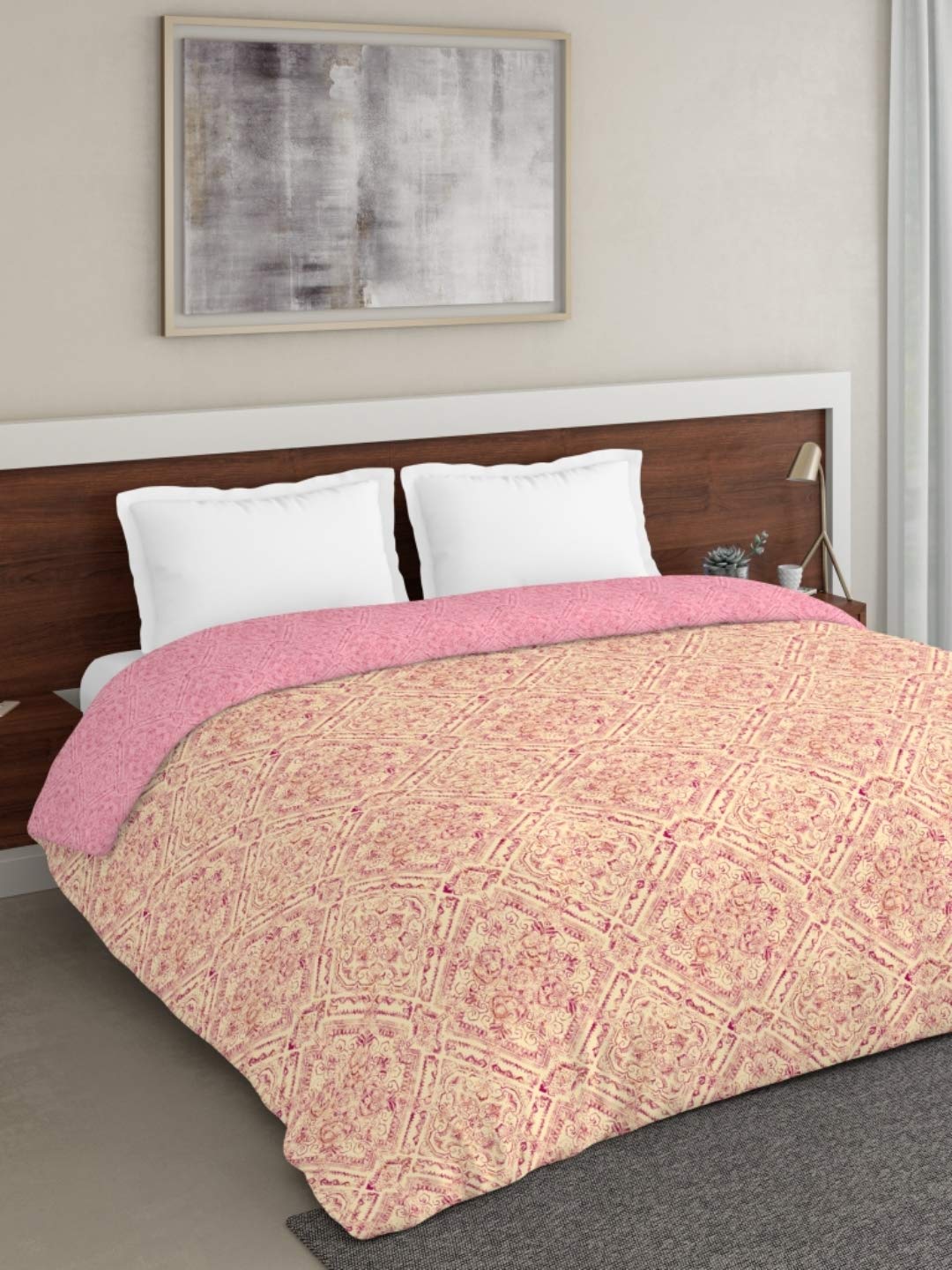 DDECOR - Classic Collection 100% Cotton Ethnic Pattern 180TC King Quilt |229 CM X 274 CM| - Yellow