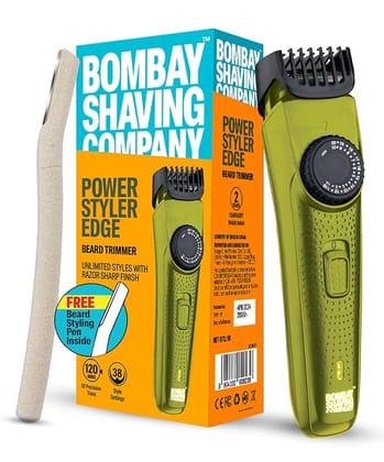 BOMBAY SHAVING COMPANY Flash Charging Men Beard Trimmer with Styling Pen Trimmer 120 min Runtime 38 Length Settings (Green)