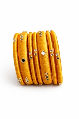 Golden Silk Thread Designer Bangles Set