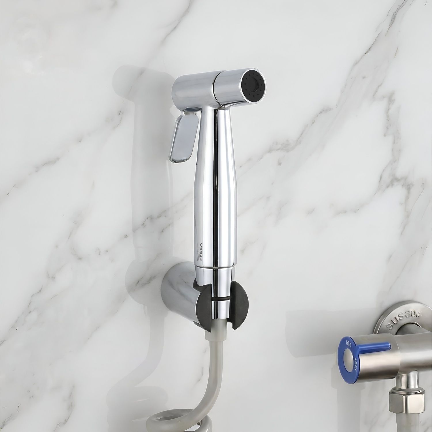 Steelo Stainless Steel Health Faucet with Flexible ABS Spring Hose Pipe  - 1 Metar Silver