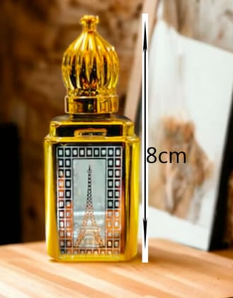Elegant 10ml Gold Glass Attar Bottle by Mii Art – Premium Refillable Decorative Perfume Vial for Essential Oils