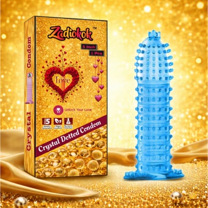 Zadiokok Crystal Dotted Condom For Men Golden Series 5 Inch | Textured Design for Extra Sensation | 1 Piece Pack