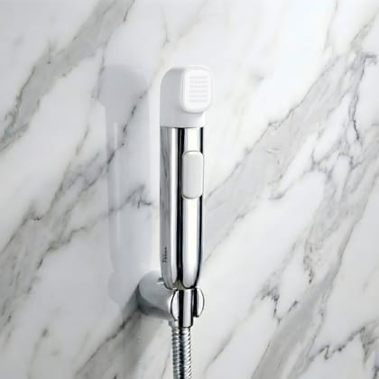 Krave White ABS Dual Function Health Faucet with 1 Meter 304-Grade SS Hose Pipe & Hook