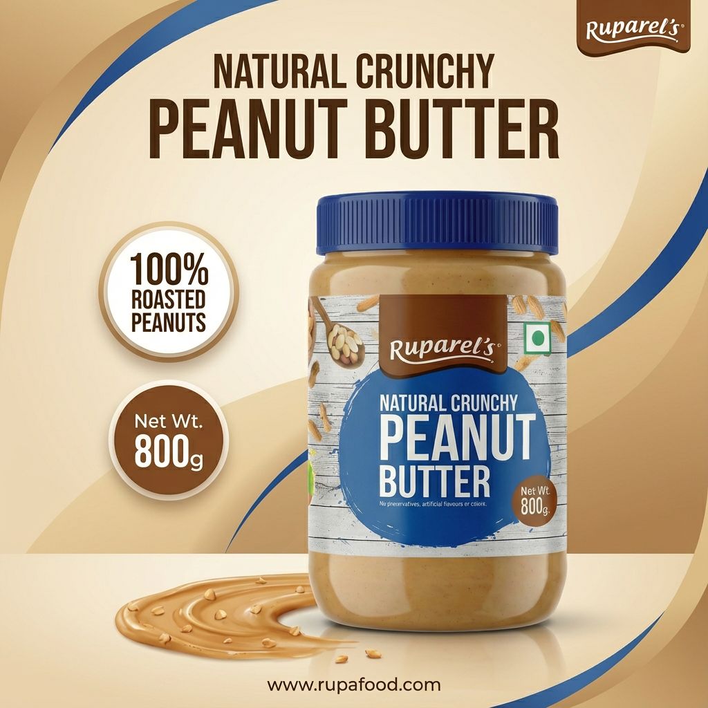 Ruparel’s Natural Crunchy Peanut Butter 800g | 100% Roasted Peanuts | Source of Protein | Delicious & Wholesome | Smooth Nut Butter Spread for Bread, Sandwich & Smoothies
