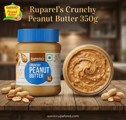 Ruparel’s Crunchy Peanut Butter 350G| Roasted Peanuts | Smooth & Delicious Spread | Cholesterol Free | Zero Trans Fat | Tasty & Healthy Nut Butter Perfect for Bread, Sandwiches & Smoothies