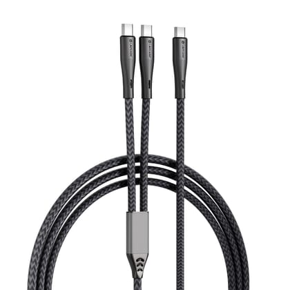 LAPCARE HOOK 2-in-1 USB-C to C Combo Fast Charging Cable 65W | 1.2m Nylon Braided | PD Fast Charge & Data Sync | Compatible with Laptop, iPad, iPhone, Samsung & Other Type C Devices