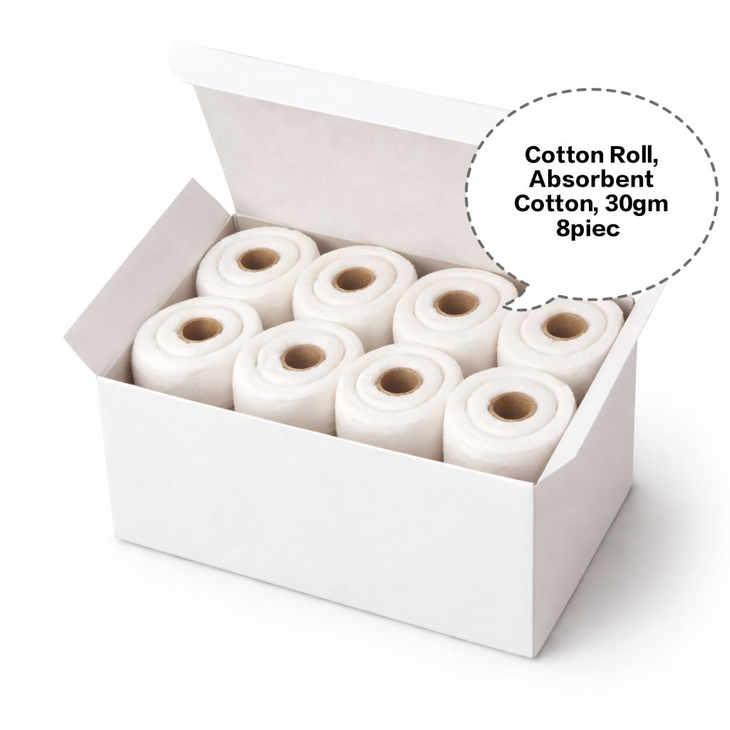 Cotton Roll, Absorbent Cotton, Soft Cotton Roll, Multipurpose Cotton Roll, Cotton Wool Roll 30gm/8pieces