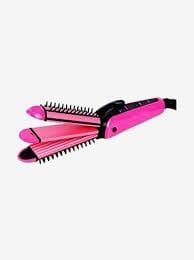  Ceramic Professional 3 in 1 Hair Crimper Curler and Straightener (Pink)