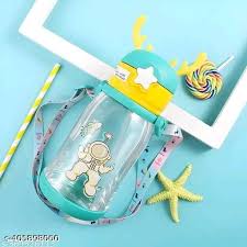 Plastic Cute Panda Sipper with Straw & Strap for Kids Anti Leak Sipper for Boys & Girls for School, Panda Printed Water Bottle, Large Capacity 500 ML Water Bottle For Kids 