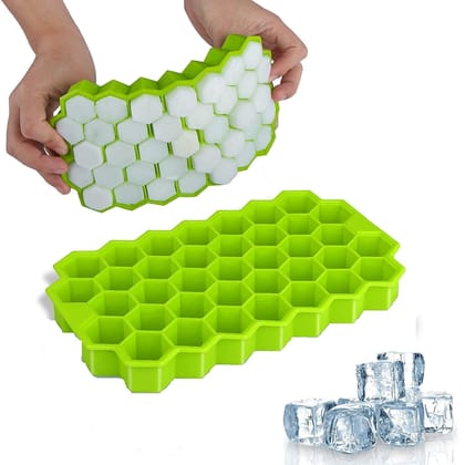 Ice Cube Tray Silicone for Freezer Honeycomb 37 Cavity Ice Cube Mould Flexible Tray for Freezer, Chocolate Cake Maker, Ice Trays for Chilled Drinks, Reusable (Multi Color)