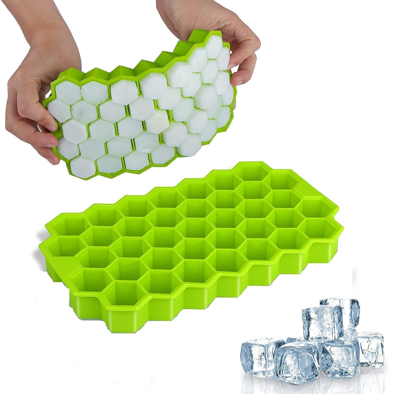 Ice Cube Tray Silicone for Freezer Honeycomb 37 Cavity Ice Cube Mould Flexible Tray for Freezer, Chocolate Cake Maker, Ice Trays for Chilled Drinks, Reusable (Multi Color)