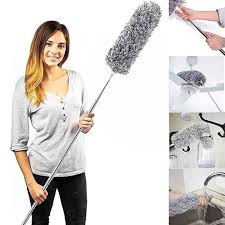 3 in 1 Duster Microfiber Feather Duster Bendable & Extendable Fan Cleaning Duster with 100 inches Expandable Stainless Steel Pole Handle Washable Duster 
